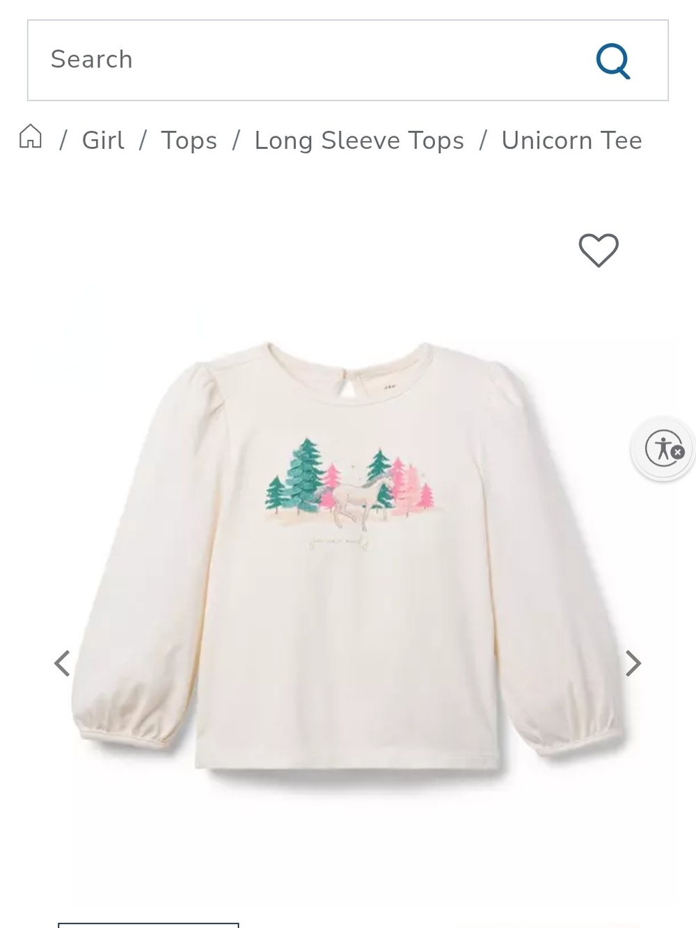 NWT Janie And Jack Baby Girls Unicorn Forest Long-Sleeve Top